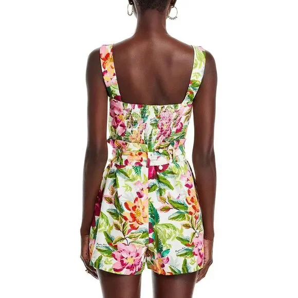 Farm Rio Womens Painted Flowers Sleeveless Romper Medium Off-White - NWT $190 - Picture 4 of 7